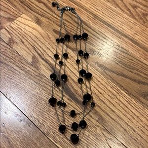 Three String Black Bead Necklace